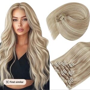 NEW Sunny Hair 22” Clip In Extensions 18/613 Blonde Highlights